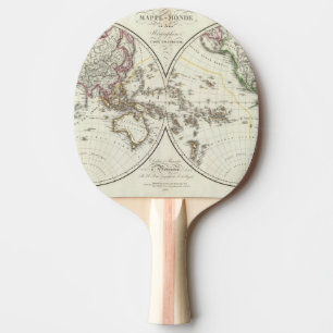 Paris Atlas Map Ping Pong Paddle