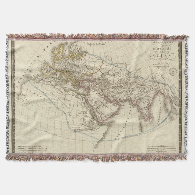 Paris atlas map throw blanket (Front)