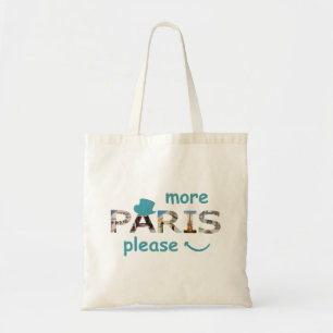 Paris Attractions More Paris Please Blue Glitter Tote Bag