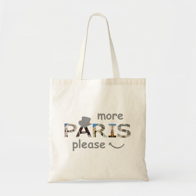 Paris Attractions More Paris Please Silver Glitter Tote Bag (Front)