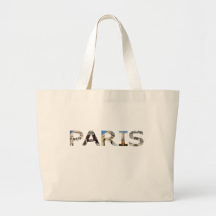 Paris Attractions Thru Paris Word Letters Large Tote Bag