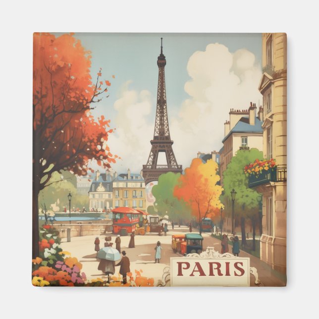 Paris Autumn Fridge Travel Memory Magnet (Front)