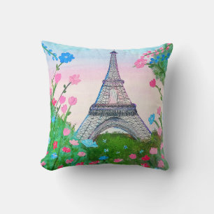 Paris azul y rosa cushion