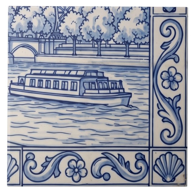 Paris Azulejo Mural Tile 6 of 6 Bottom Right (Front)