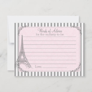 Paris Baby Shower Advice card for the mum to be
