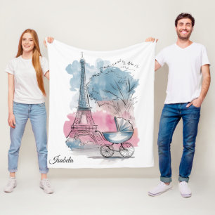 Paris Baby Shower Eiffel Tower Gender Neutral  Fleece Blanket