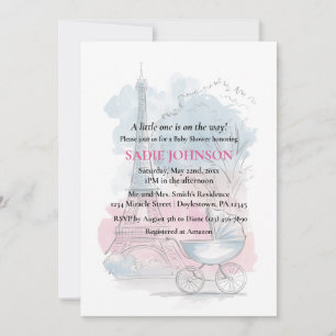 Paris Baby Shower Eiffel Tower Gender Neutral  Invitation