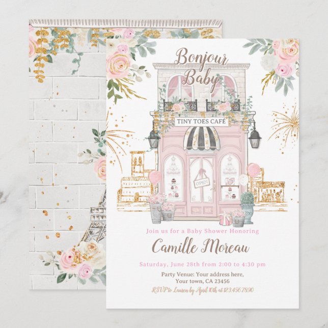 Paris Baby Shower Invitation (Front/Back)