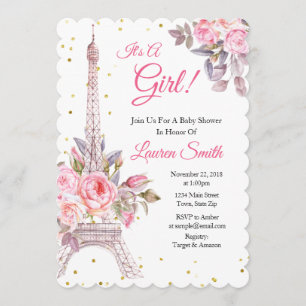 Paris Baby Shower Invitation Eiffel Tower