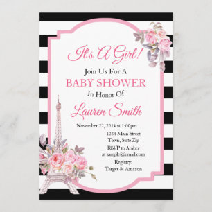 Paris Baby Shower Invitation Eiffel Tower