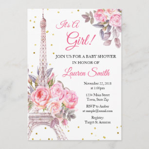 Paris Baby Shower Invitation Eiffel Tower
