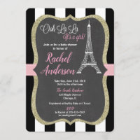 Paris baby shower invitation girl chalkboard pink