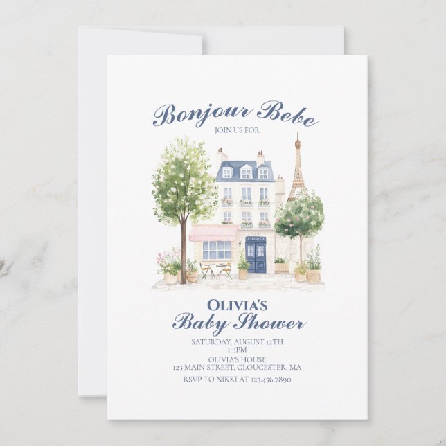 Paris Baby Shower Parisian Cafe Tea Party Invitation (Front)