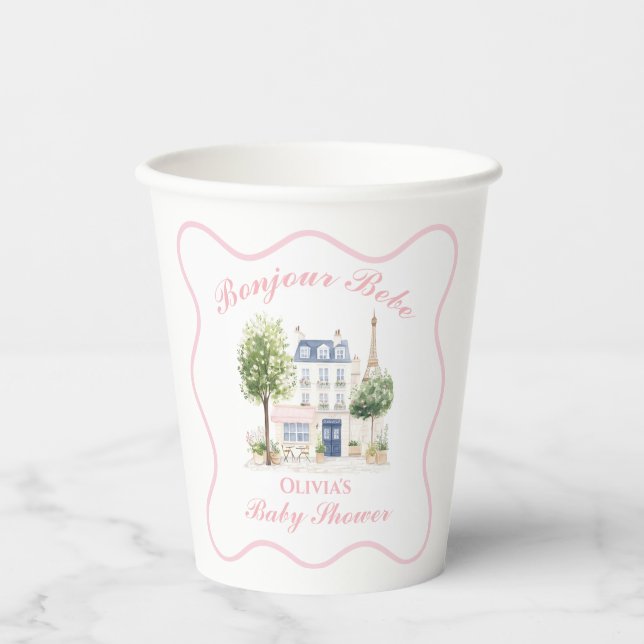 Paris Baby Shower Parisian Cafe Tea Party Paper Cups (Front)