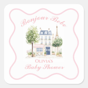 Paris Baby Shower Parisian Cafe Tea Party Square Sticker