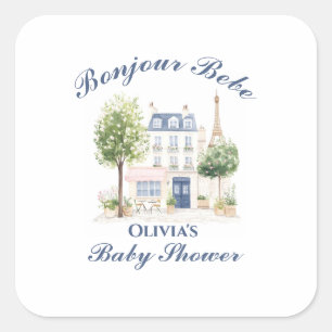 Paris Baby Shower Parisian Cafe Tea Party Square Sticker