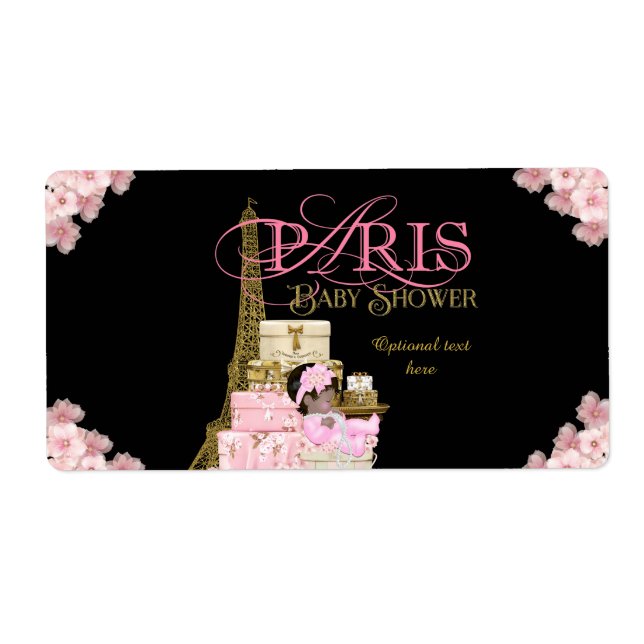 Paris Baby Shower Water Bottle Labels (Front)