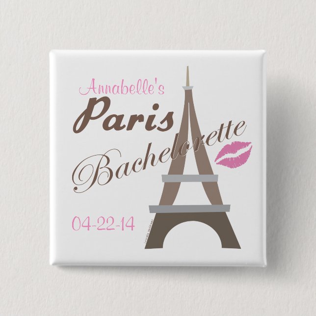 Paris Bachelorette Party Gear 15 Cm Square Badge (Front)