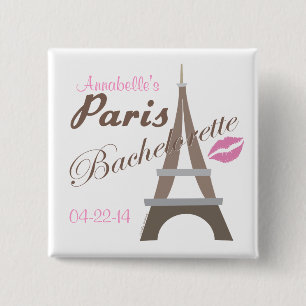 Paris Bachelorette Party Gear 15 Cm Square Badge