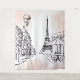 Paris backdrop pink french party banner birthday tapestry