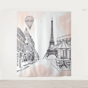 Paris backdrop pink french party banner birthday tapestry