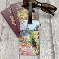 Paris Balcony Cat Eiffel Tower Travel Luggage Tag