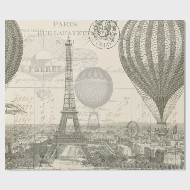 Paris Balloon Voyage Wrapping Paper (Flat)