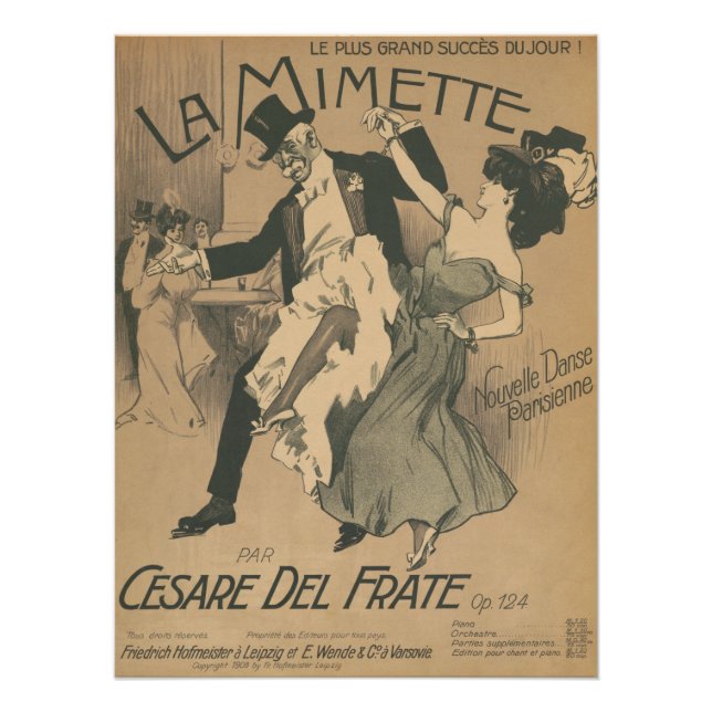 Paris Ballroom Dance French Vintage Belle Epoque Poster (Front)