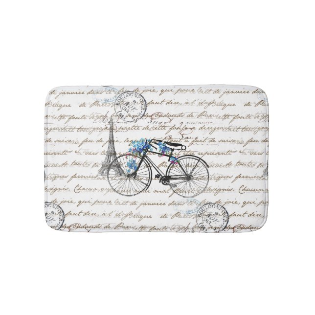 Paris Bicycle Forgetmenot Bath Rug (Front)