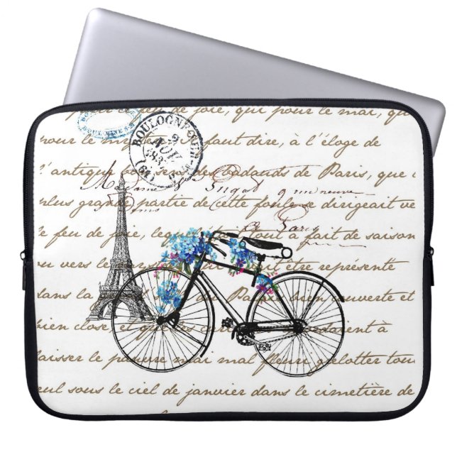 Paris Bicycle Forgetmenot Laptop Sleeve (Front)