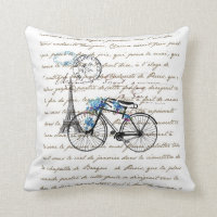 Paris Bicycle Forgetmenot Pillow