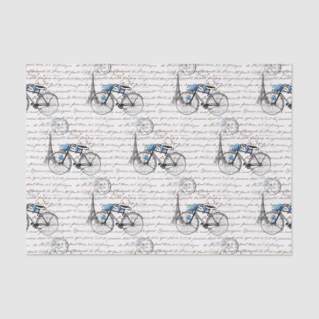 Paris Bicycle Forgetmenot Tissue Paper (Front)