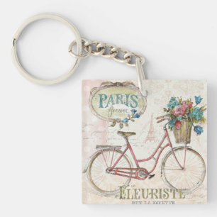 Paris Bike With Flowers In Front Key Ring