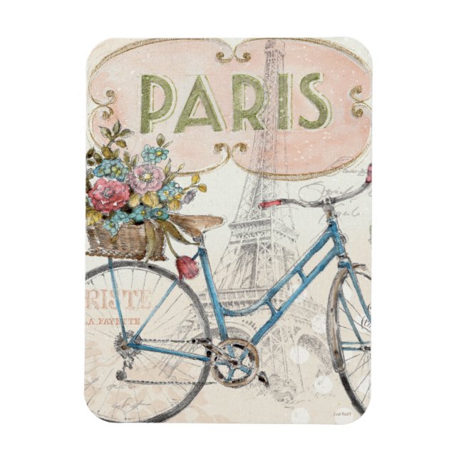 Paris Bike With Flowers Magnet (Vertical)