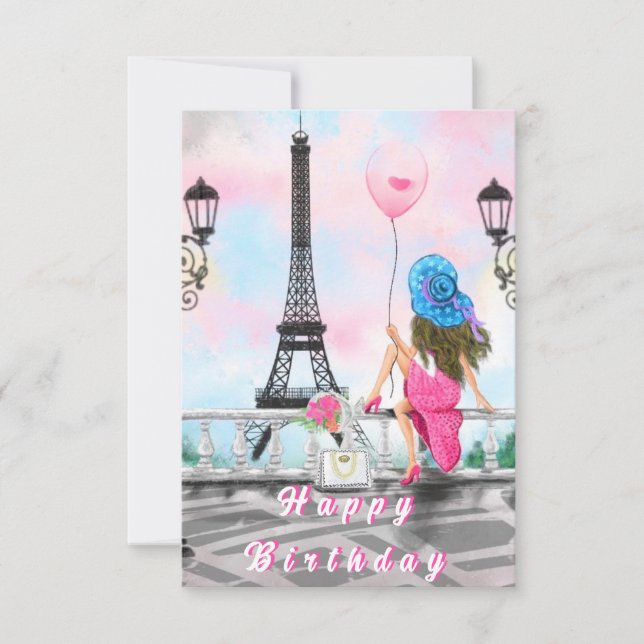 Paris Birthday Card with Eiffel Tower (Front)
