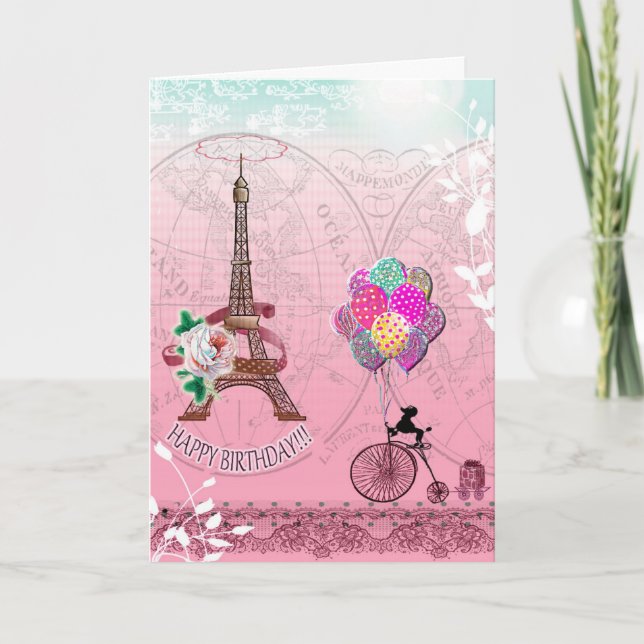 Paris Birthday Greeting Card (Front)