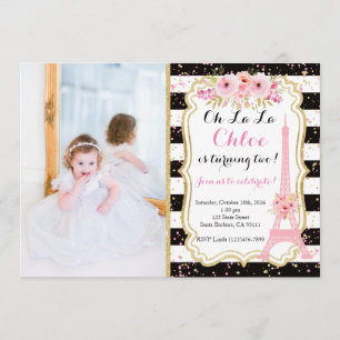 Paris Birthday Invitation Eiffel Tower