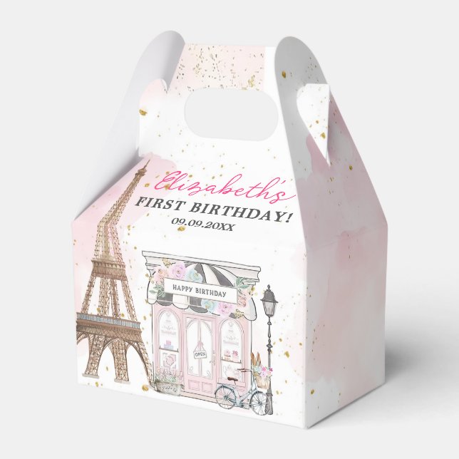 Paris Birthday Parisian Cafe Tea Party Birthday Favour Box (Back Side)