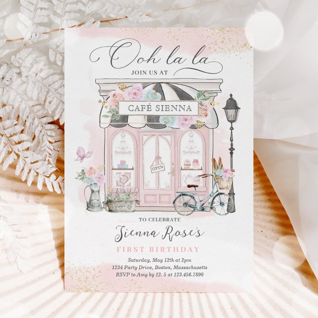 Paris Birthday Parisian Cafe Tea Party Birthday  Invitation (Creator Uploaded)