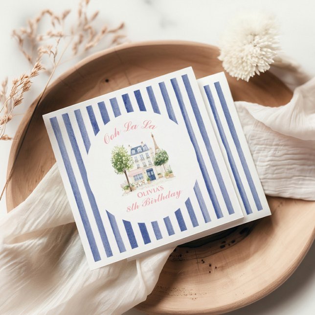 Paris Birthday Parisian Cafe Tea Party Napkin (Creator Uploaded)