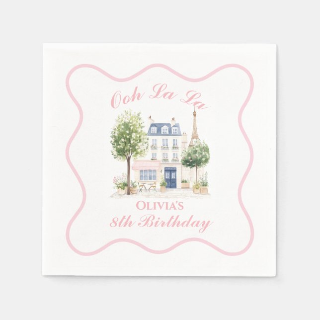 Paris Birthday Parisian Cafe Tea Party Napkin (Front)