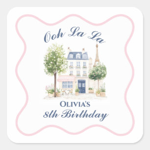 Paris Birthday Parisian Cafe Tea Party Square Sticker