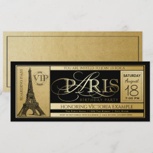 Paris Birthday Party Invitation Ticket Invitations