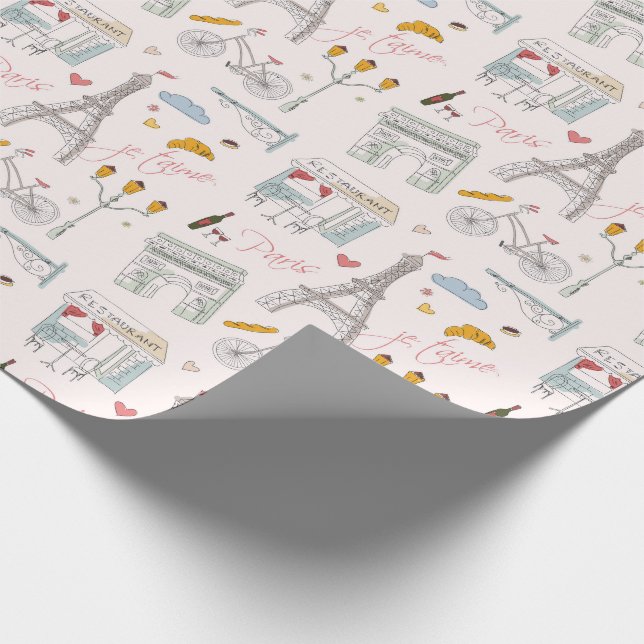 Paris Birthday Party Shower Wedding Wrapping Paper (Corner)