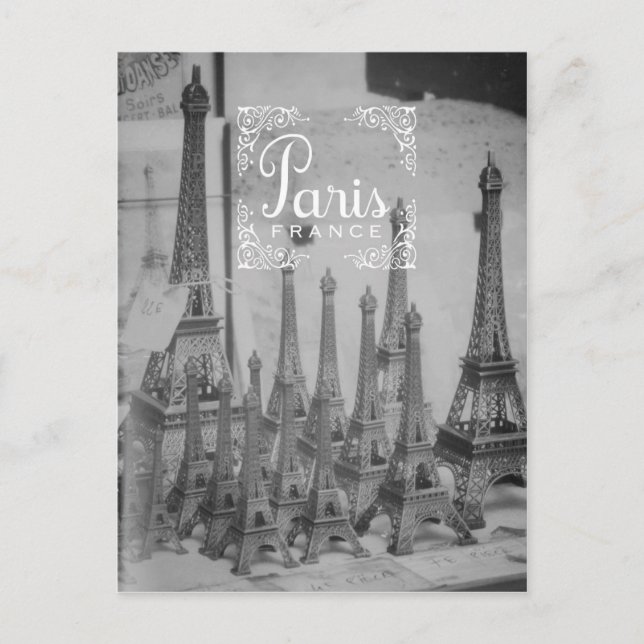 Paris Black and White Travel Postcard Souvenirs (Front)