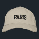 PARIS Black Embroidery Vintage Style Embroidered Hat<br><div class="desc">PARIS Black Embroidered vintage style distressed beige cotton hat. Makes a wonderful gift for anybody who loves Paris France! If you would prefer to have your personal text then simply select "Personalise this template" details button to enter your choice of custom text. Embroidery is also customisable to other colour choices...</div>