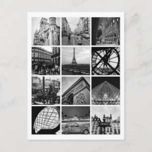 PARIS Black & White Collage Postcard