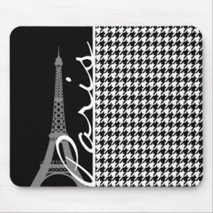 Paris; Black & White Houndstooth Mouse Mat