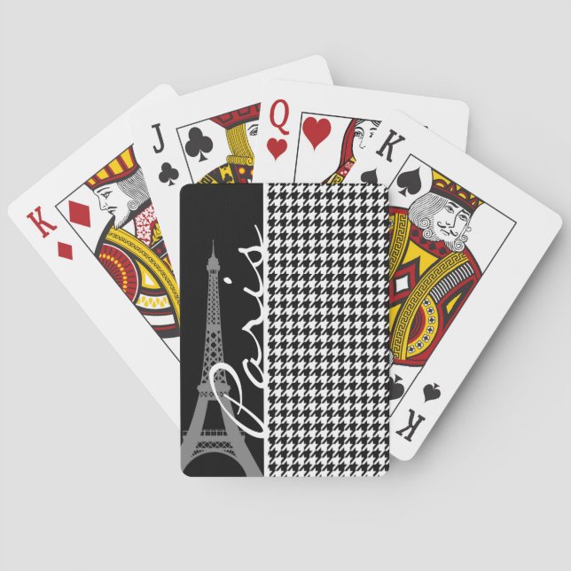 Paris; Black & White Houndstooth Playing Cards (Back)