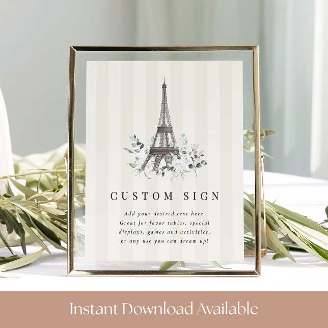 Paris Bloom Bridal Shower Custom Sign Template (Creator Uploaded)